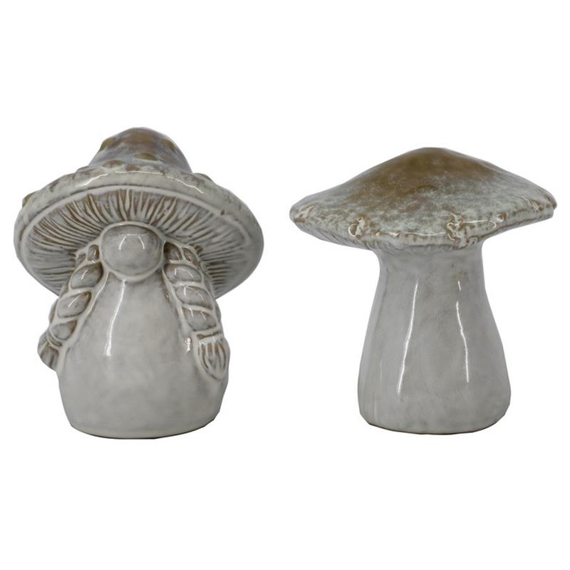 Decoratie Paddenstoel 10.4x8.0x12.5cm 2ass