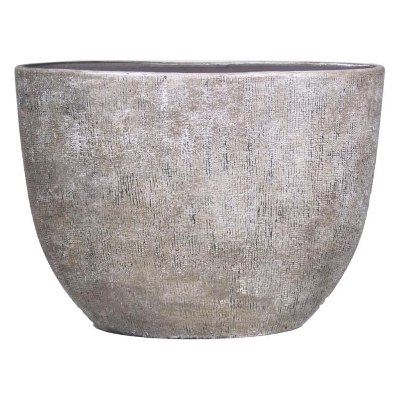 Topf Mira oval 50x20x36cm industriell weiß