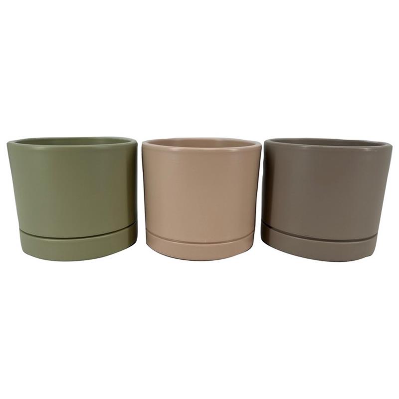 Topf Lynn D13.5 H12cm khaki/elfenbein/taupe matt es/12